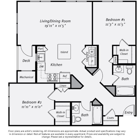 A floorplan of an apartment home